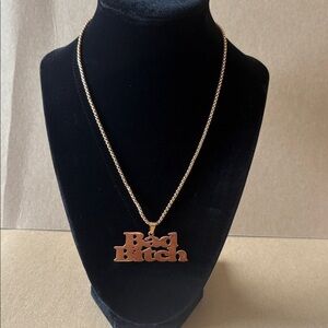 βBad Bi**hβ necklace in rose gold with lobster claw closure and 2β extender NWOT